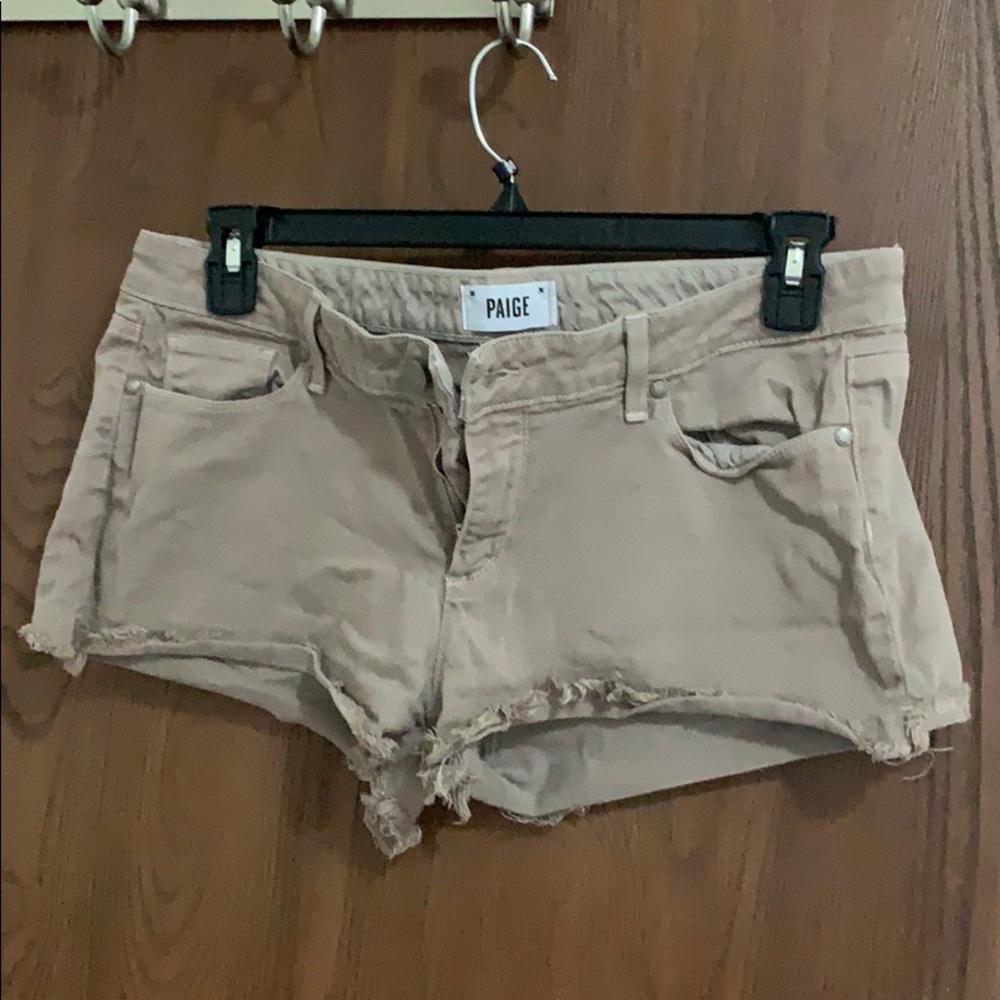 Paige Khaki Jean Shorts